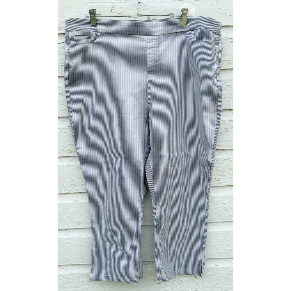Women's Slim Ankle Pinstripe Pants - Blue/White